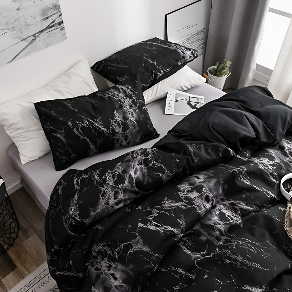 Juego de ropa de cama moderno y suave de mármol