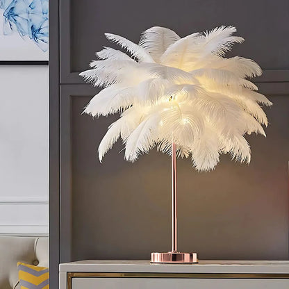 Feather Shade Modern Table Lamp