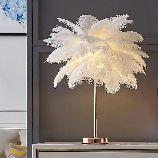 Feather Shade Modern Table Lamp