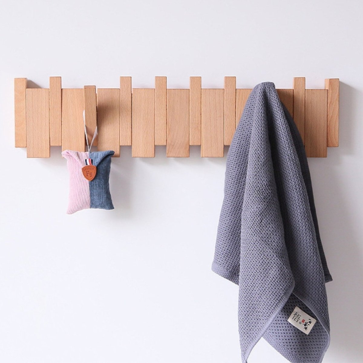 Wood Wall Mounted Tower Trail Coat Hooks