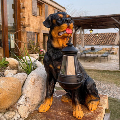 Solar Garden Dog Statue Light