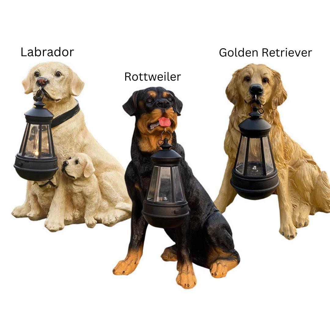 Solar Garden Dog Statue Light