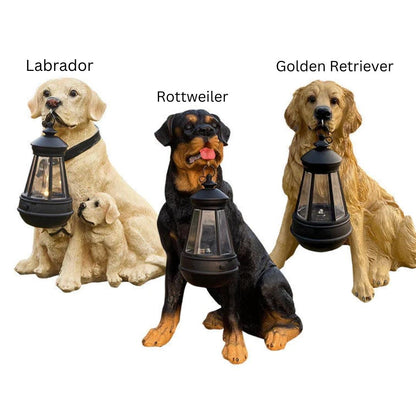 Solar Garden Dog Statue Light