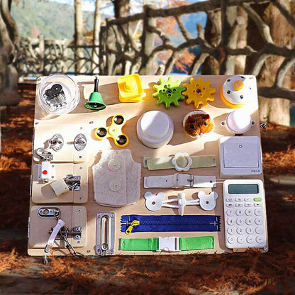 Wooden Montessori Toys for Toddlers, Travel Toy with Educational Activities and Fine Motor Skills Activity Buckle Toy | Shinymarch