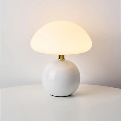 Tischlampe creme Keramik LED Pilz Design