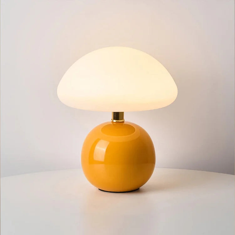 Tischlampe creme Keramik LED Pilz Design