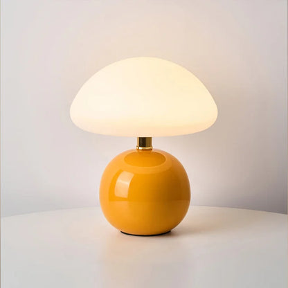 Tischlampe creme Keramik LED Pilz Design