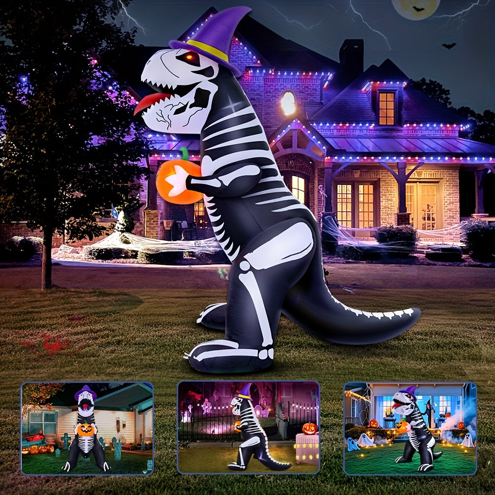 Esqueleto de dinosaurio inflable gigante de Halloween | Decoración luminosa para jardín