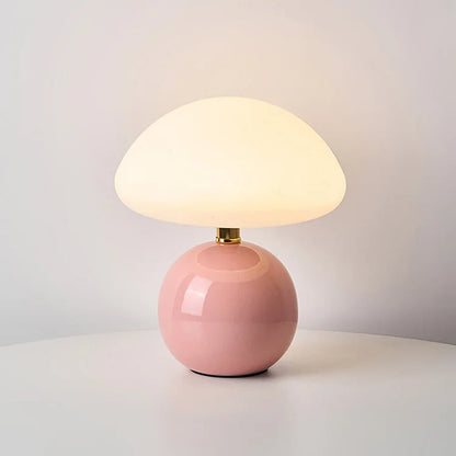 Tischlampe creme Keramik LED Pilz Design