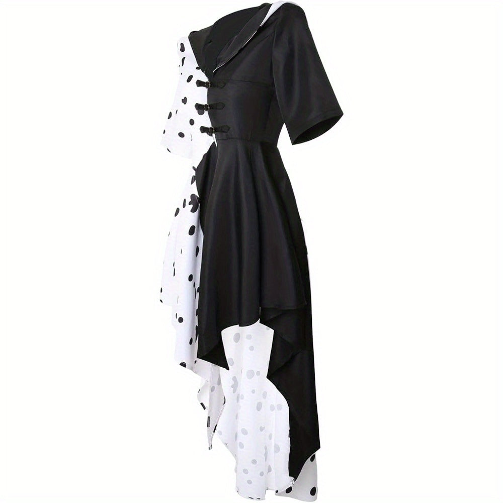 Vestido de Disfraz de Película de Halloween con Capucha para Mujer | Dálmata Asimétrico