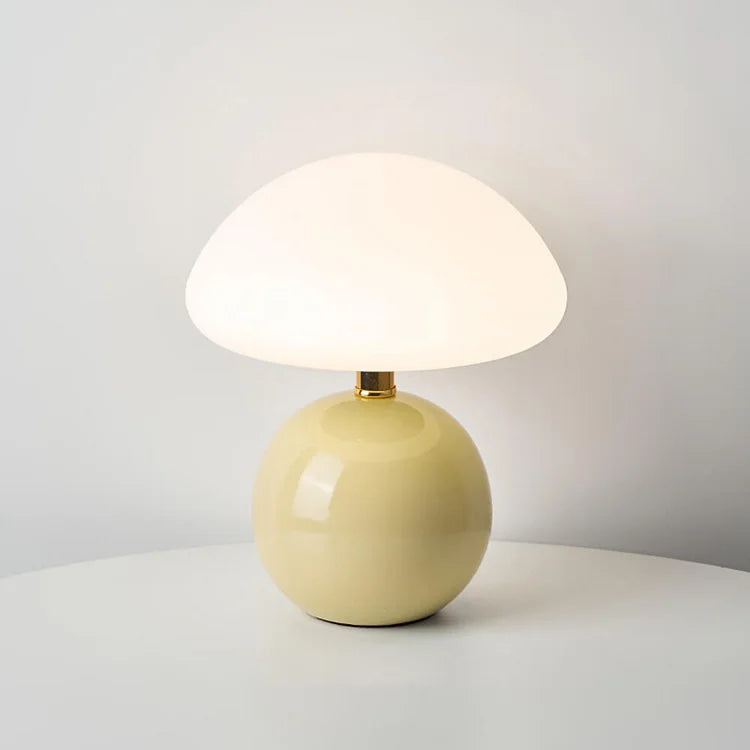 Tischlampe creme Keramik LED Pilz Design