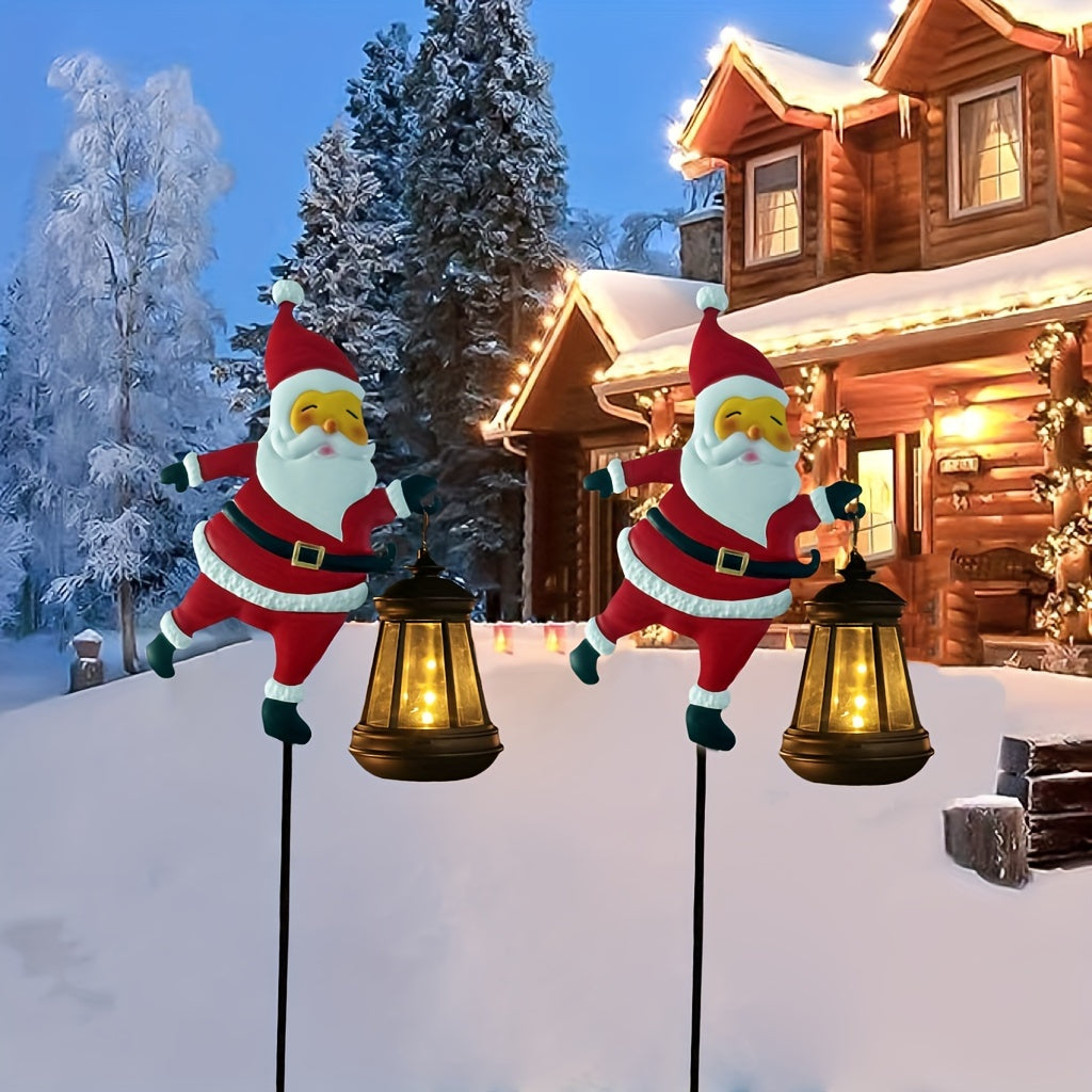 Luces solares para exteriores con faroles de Santa Claus