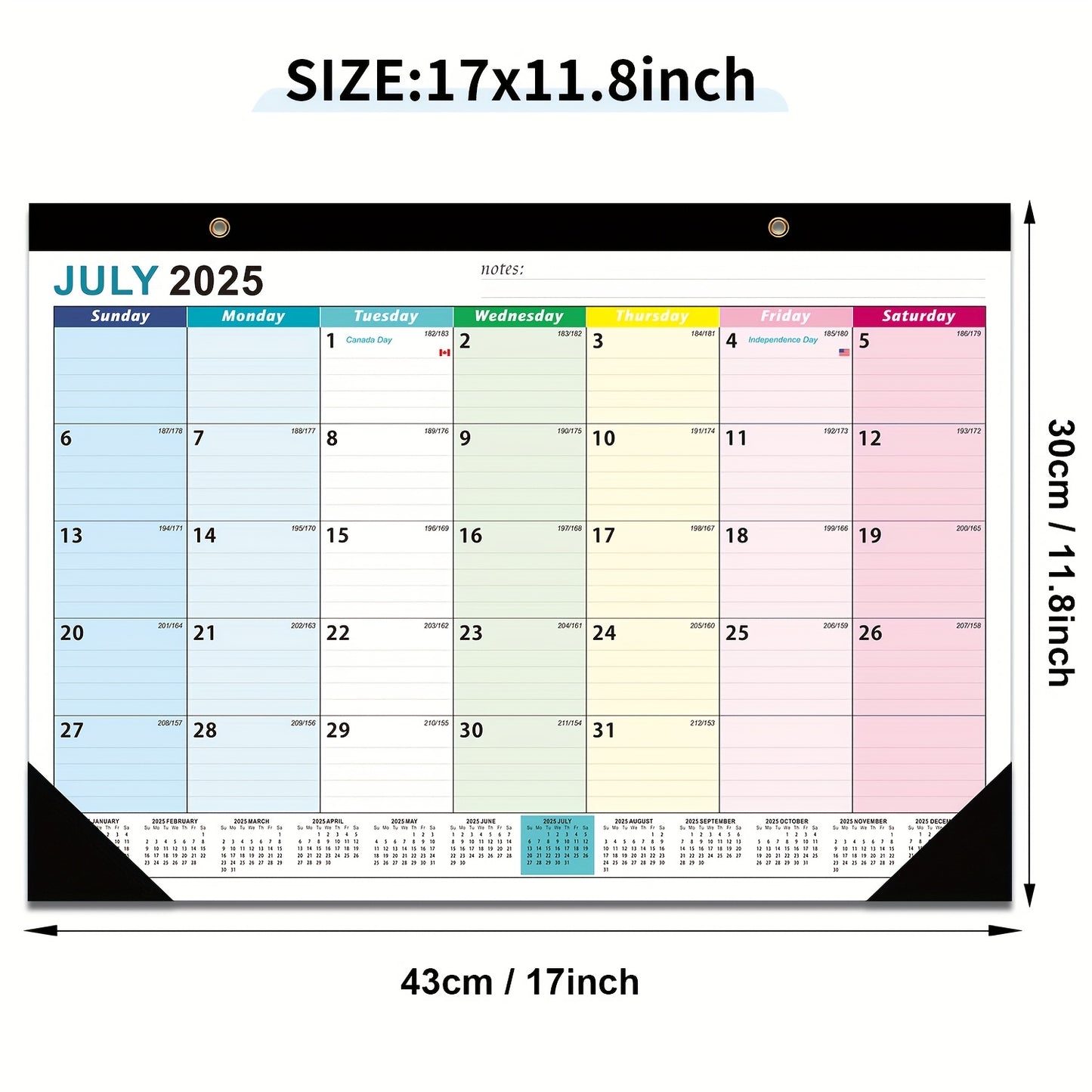 Calendrier mural avec grande vue mensuelle écrivable