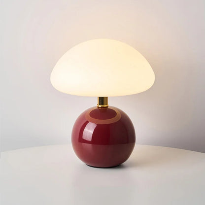Tischlampe creme Keramik LED Pilz Design