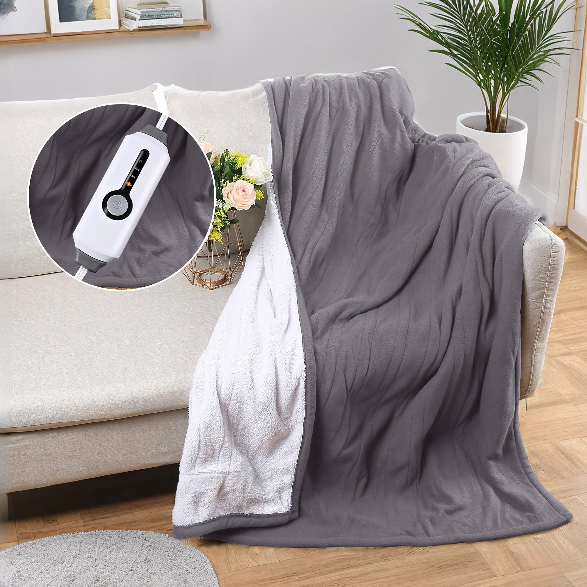 Coperta Elettrica in Pile Riscaldata Trapuntata Plaid