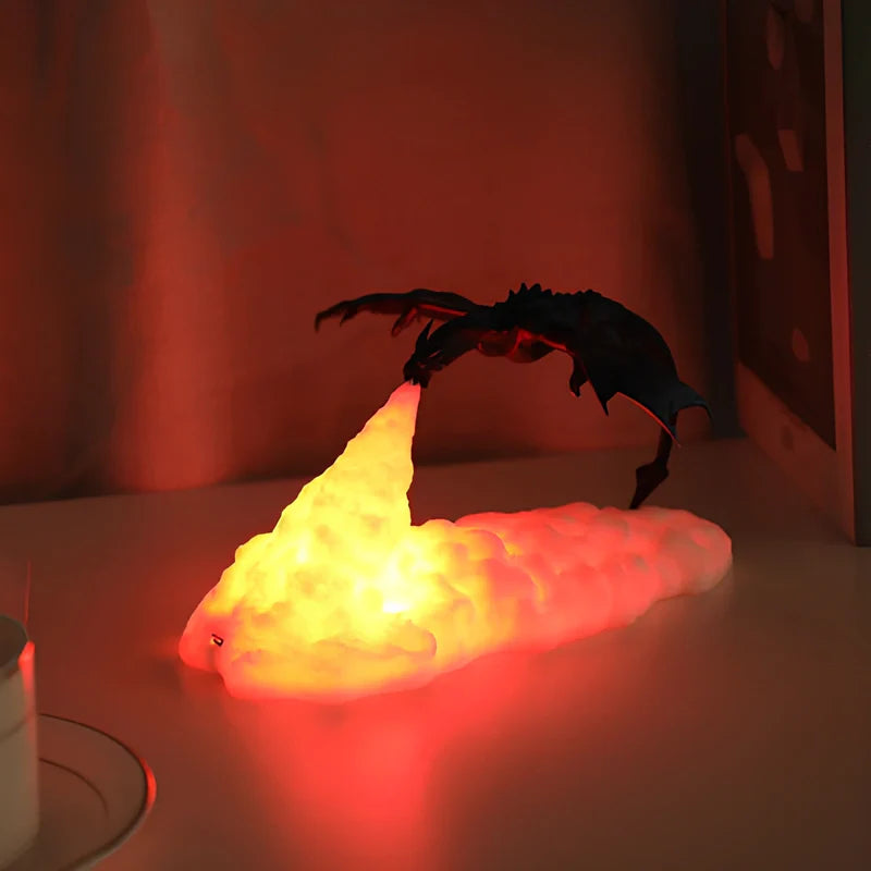 Luz nocturna de dragón con efecto de llama LED