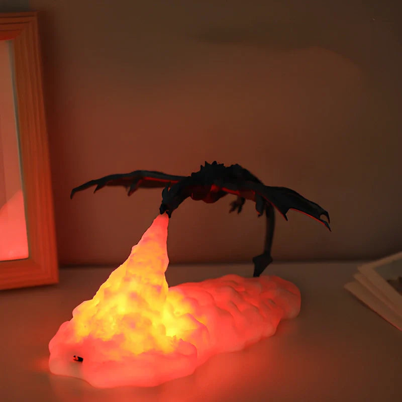 Luz nocturna de dragón con efecto de llama LED