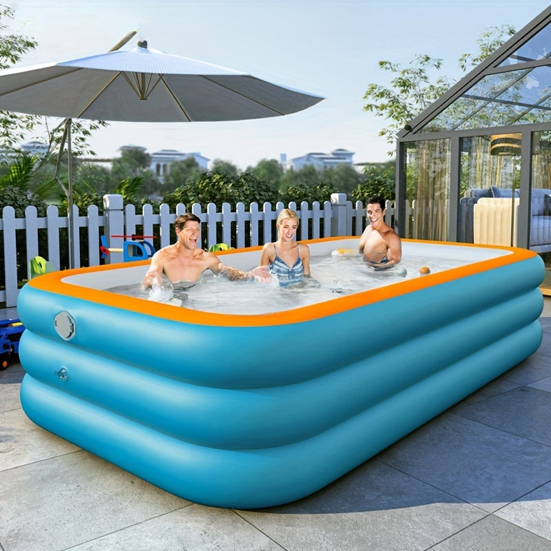Aufblasbarer Gartenpool PVC Rund Blau