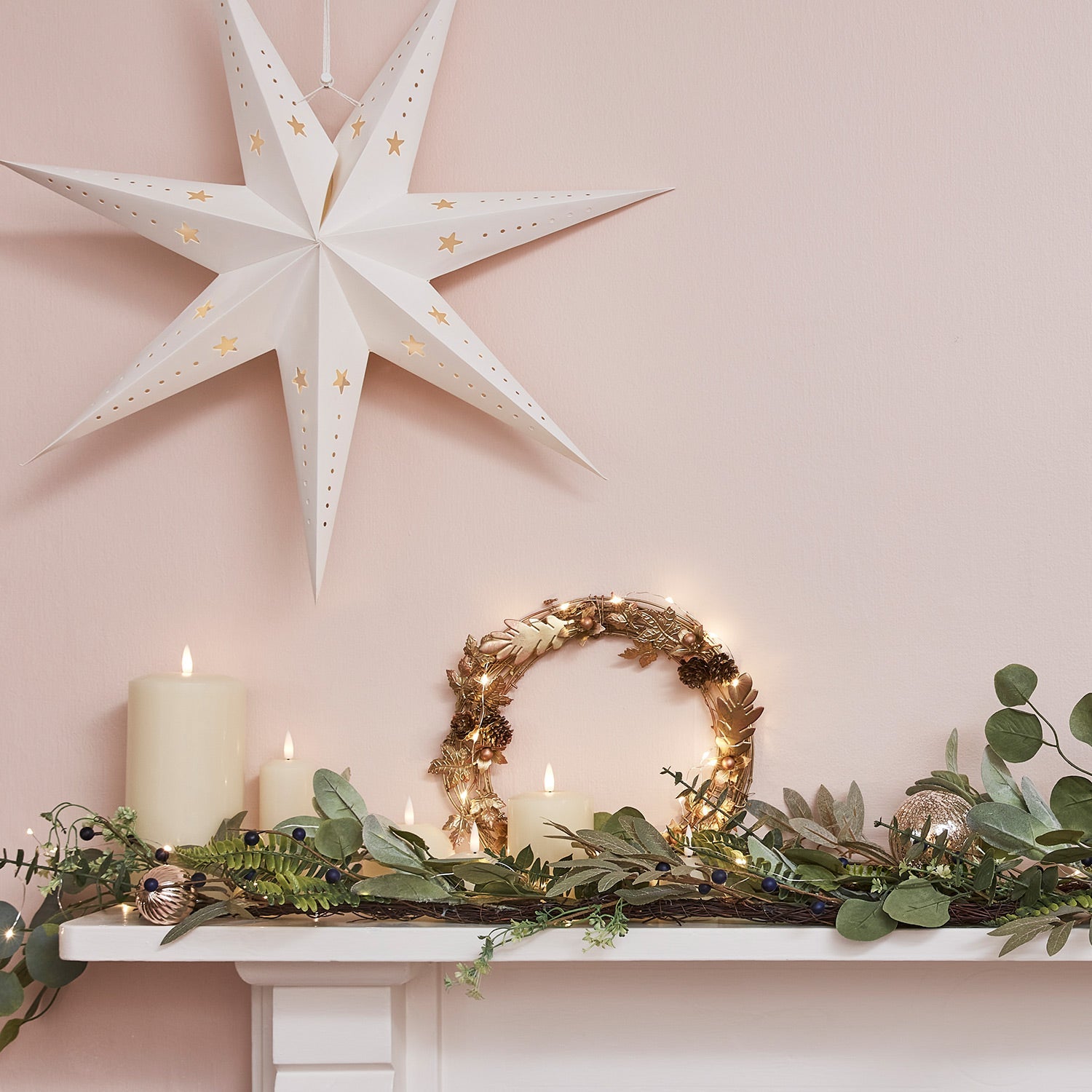 Set de luces de estrella de papel para decoraciones navideñas