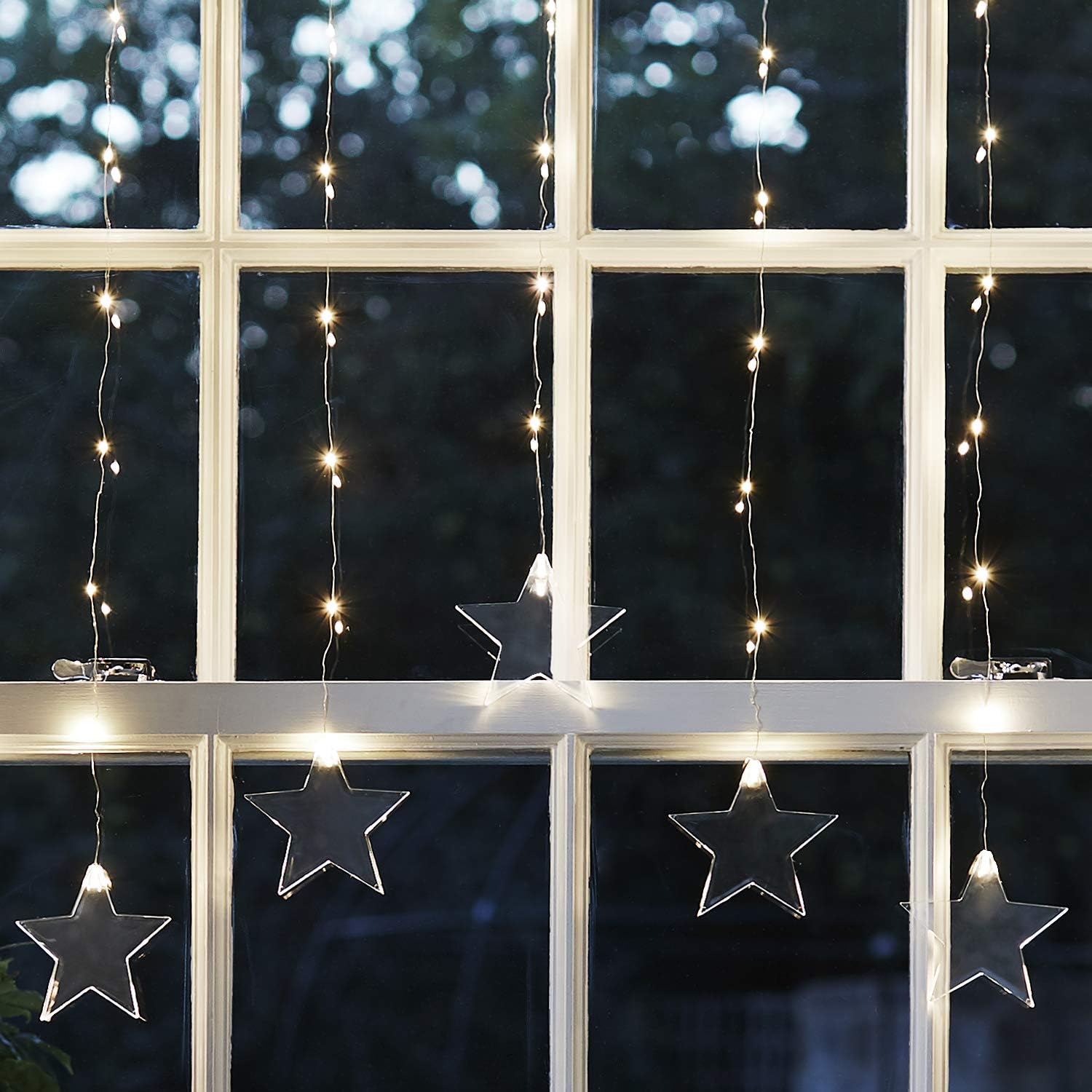 Luces de ventana con estrella para decoraciones navideñas