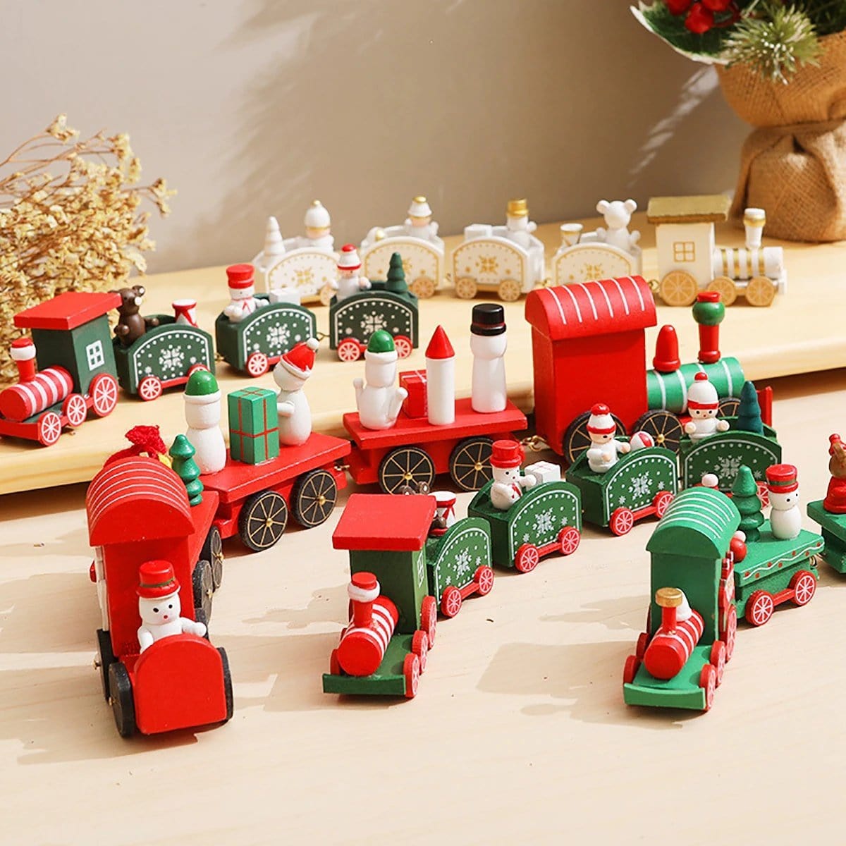 Christmas Train Set Wooden Toys - cafematernity