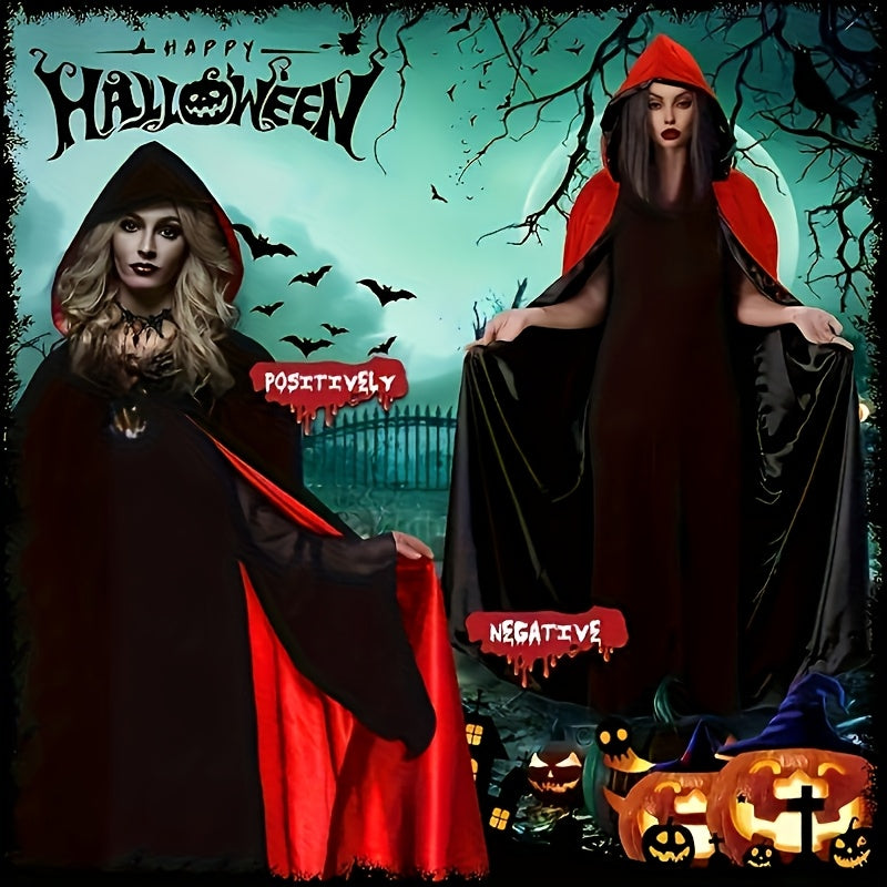 Hooded Gothic Halloween Vampire Costume Set | Cape Jewelry