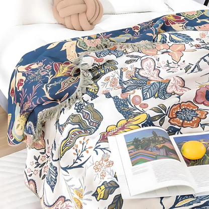 Florale Baumwoll-Quasten-Decke