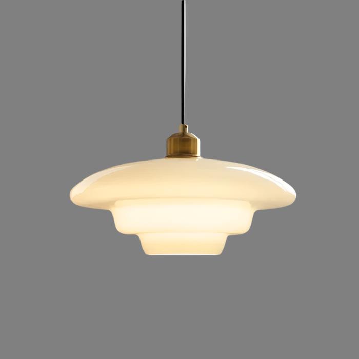 Lámpara colgante de cristal blanco estilo mediados de siglo