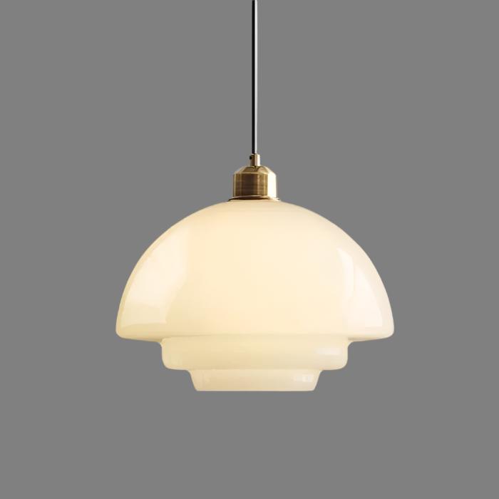 Lámpara colgante de cristal blanco estilo mediados de siglo