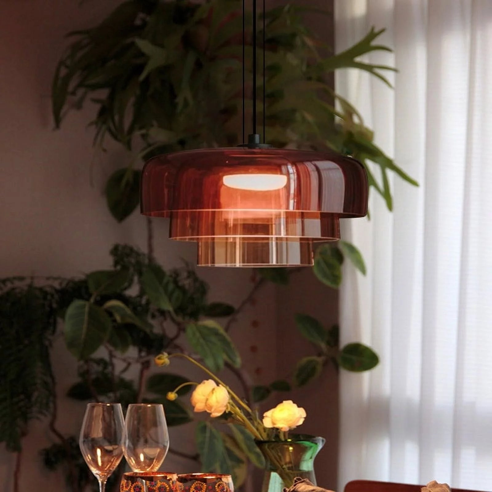 Lampada a sospensione in vetro per sala da pranzo