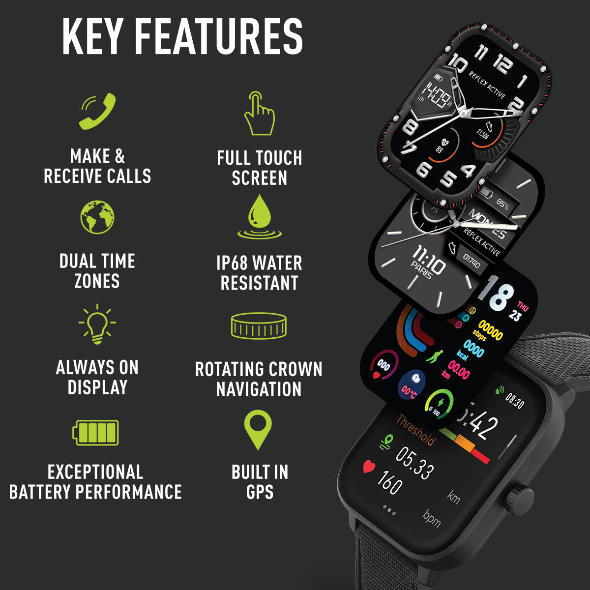 Montre intelligente GPS Suivi de fitness Écran AMOLED