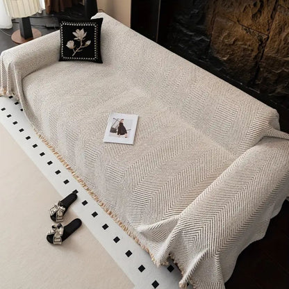 Housse de canapé motif chevrons design protecteur