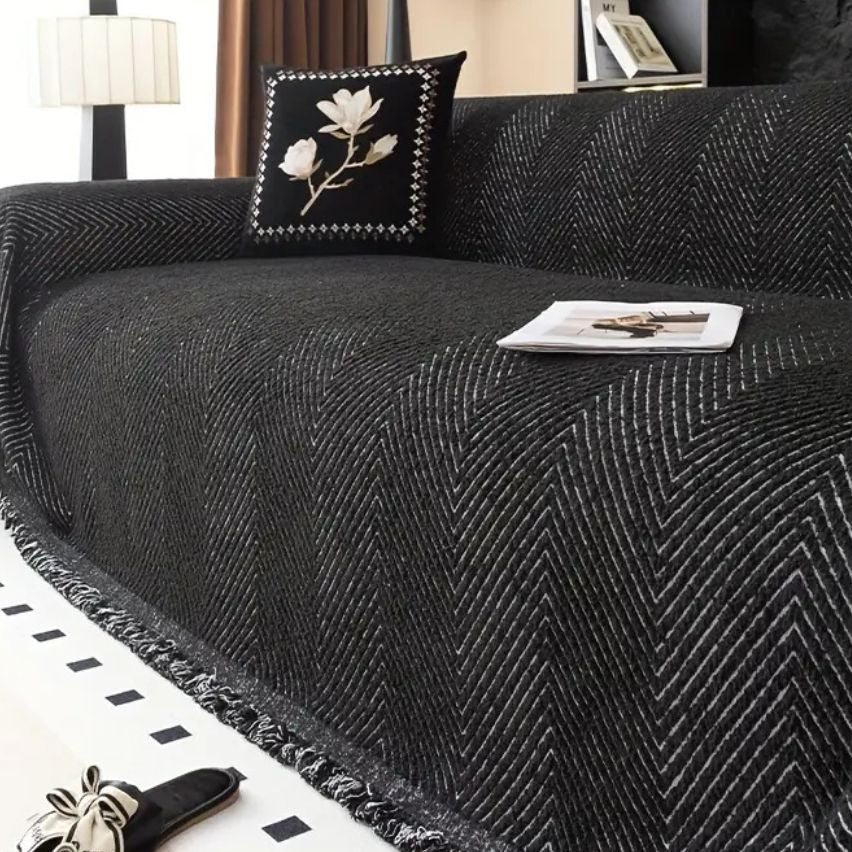 Housse de canapé motif chevrons design protecteur