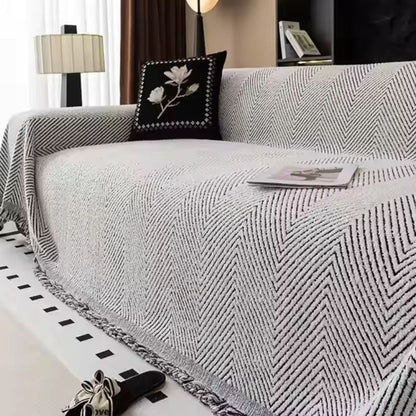 Housse de canapé motif chevrons design protecteur