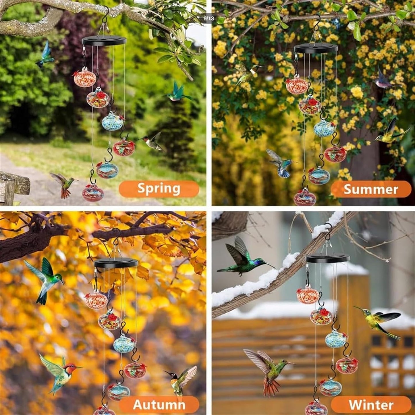 Szklany karmnik dla ptaków Zawieszana ozdoba ogrodowa