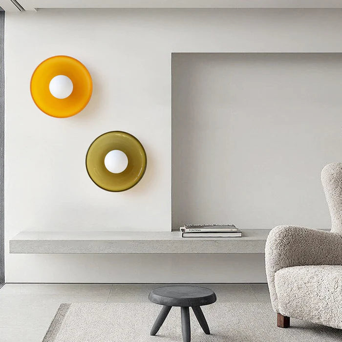Lampada da soffitto moderna con struttura rotonda in vetro