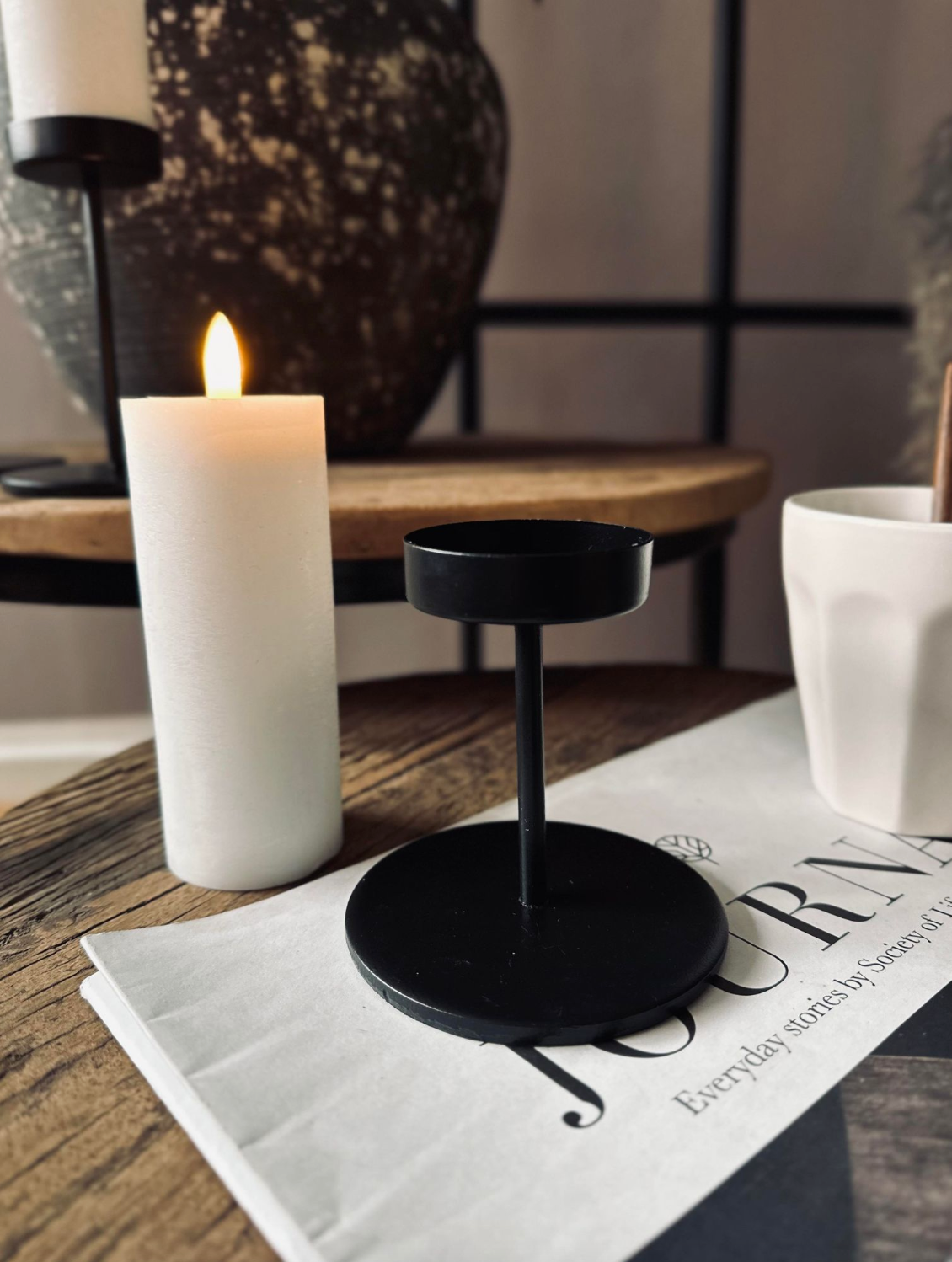 Candle Holders Minimalist Metal Pedestal Set
