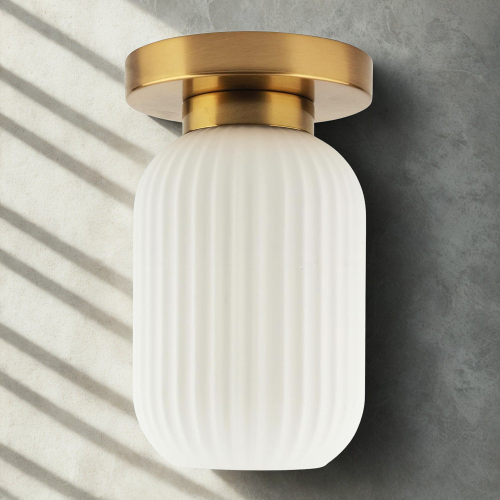 Glass Ceiling Lights Modern Fluted Design