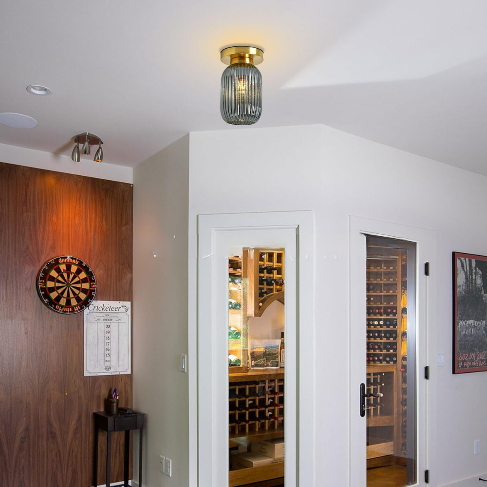 Glass Ceiling Lights Modern Fluted Design