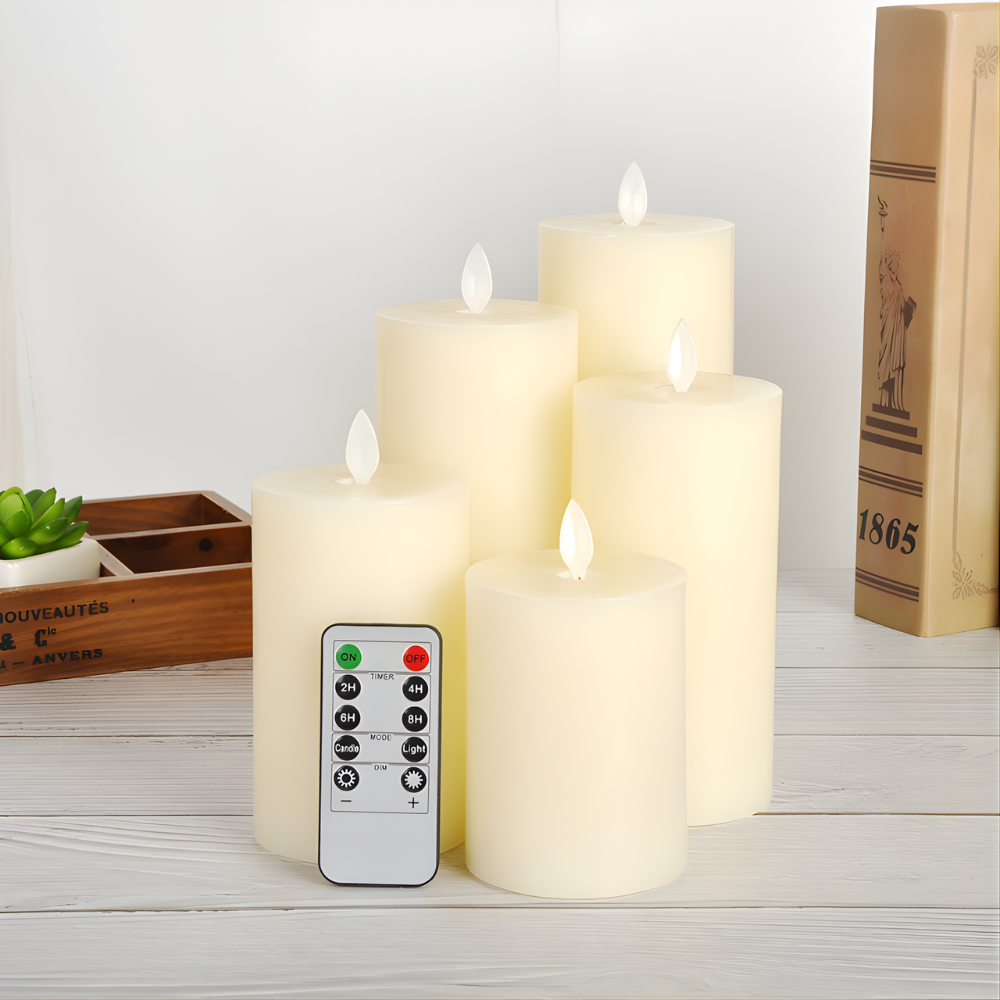 LED Pillar Candles Flickering Real Wax
