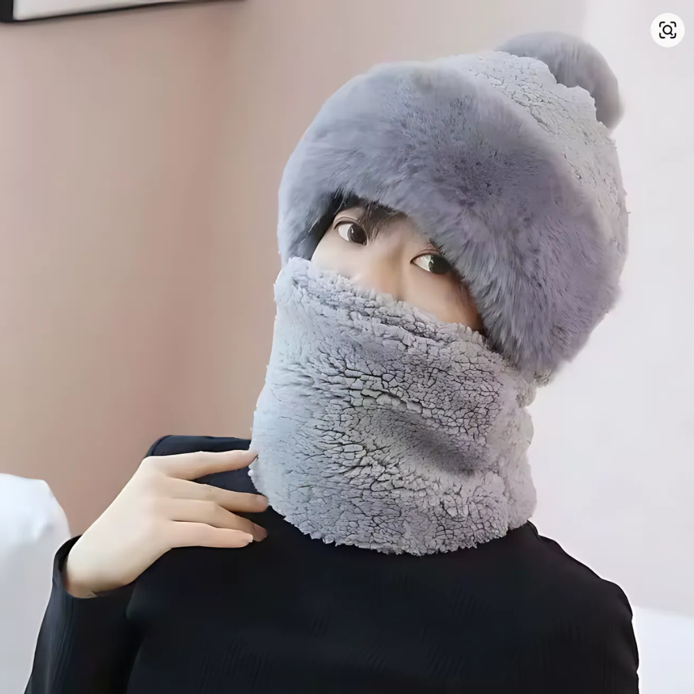 Winter Faux Fur Beanie Scarf Set