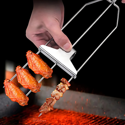 Stainless Steel BBQ Skewers Triple Grill Tool