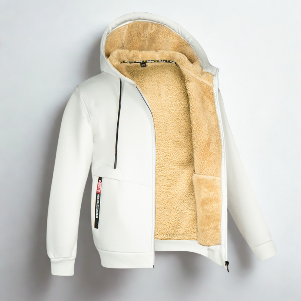 Unisex Übergroßer Reißverschluss Hoodie Sherpa Gefütterte Sweatshirt Jacke