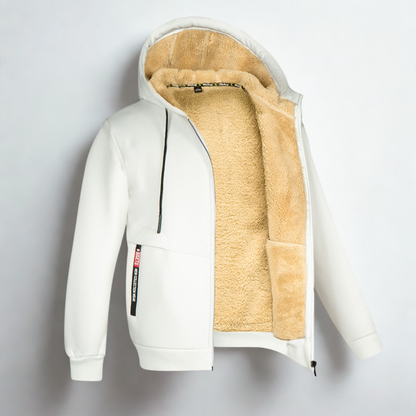 Unisex Übergroßer Reißverschluss Hoodie Sherpa Gefütterte Sweatshirt Jacke