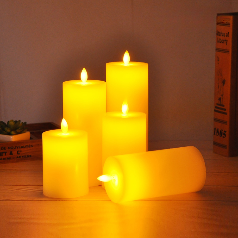 LED Pillar Candles Flickering Real Wax