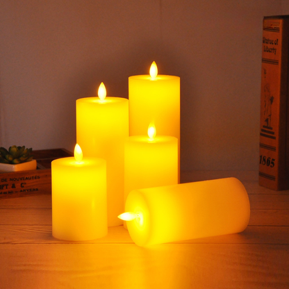 LED Pillar Candles Flickering Real Wax