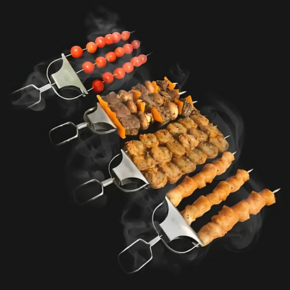 Stainless Steel BBQ Skewers Triple Grill Tool