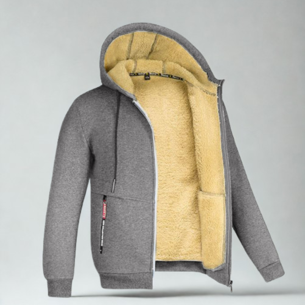 Unisex Übergroßer Reißverschluss Hoodie Sherpa Gefütterte Sweatshirt Jacke