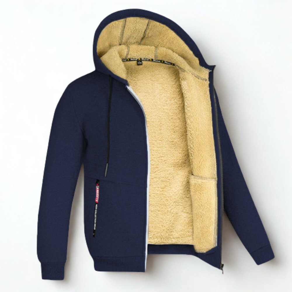 Unisex Übergroßer Reißverschluss Hoodie Sherpa Gefütterte Sweatshirt Jacke