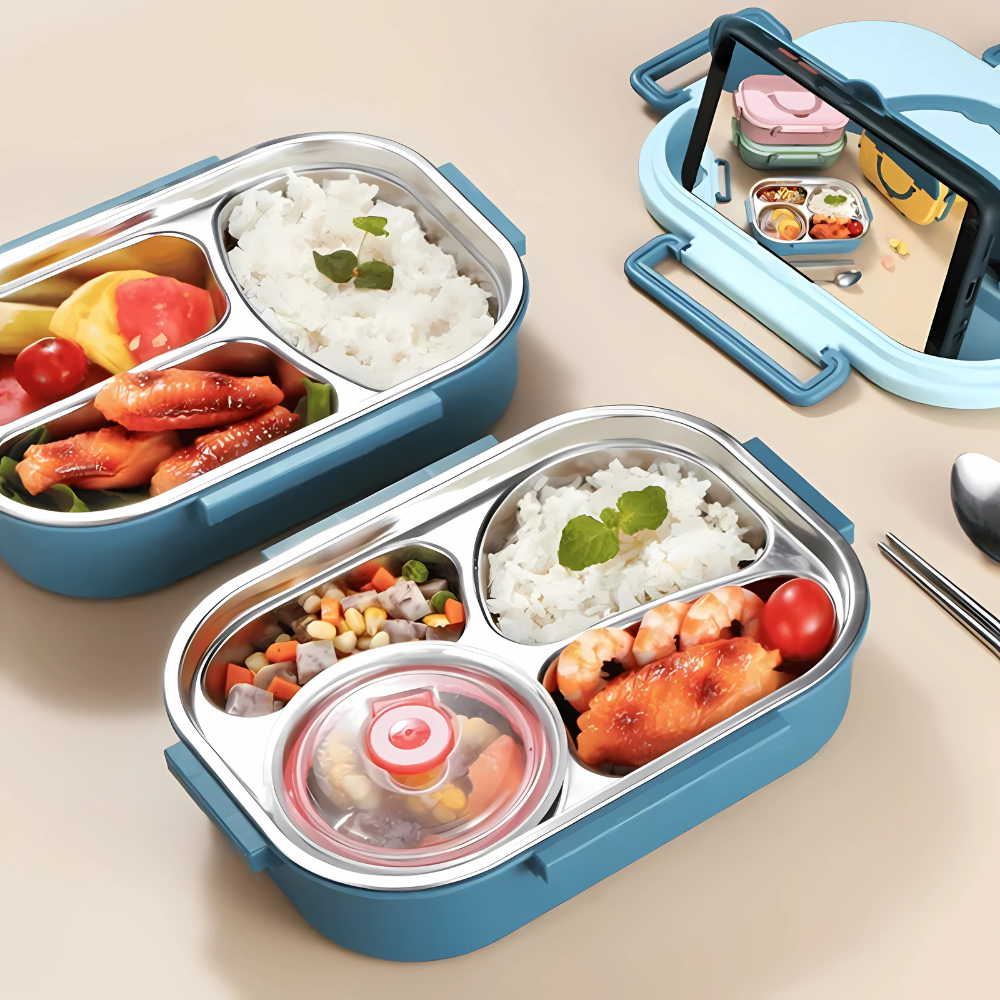 Bento-Lunchbox aus Edelstahl mit Fächern